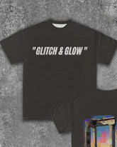 Men's Plus Size Street Fashion Fault Neon Ancient Greek Column Glitch & Glow Letter Printed Round Neck Short Sleeve T-Shirt